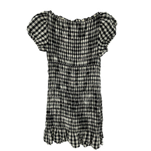 Dôen 'Rizzo' Black Cotton Shirred Gingham Voile Mini Dress Size S