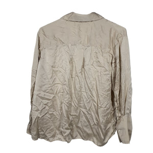 Frame Crinkled Silk Beige Boyfriend Size Xxs Shirt