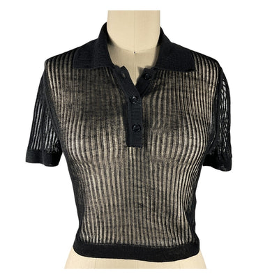 Saint Laurent Sheer Black Polo Shirt Size XS NWT