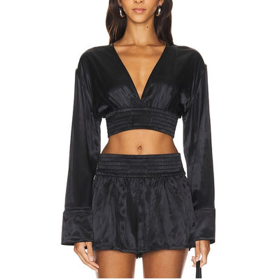 Alexander Wang Sleek Black V Neck Blouse Size XS NWT