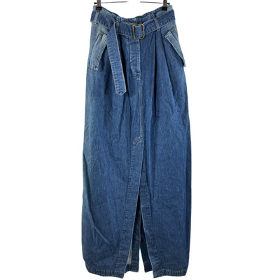 Dries Van Noten Belted Blue Denim Maxi Skirt Size 38/US 6