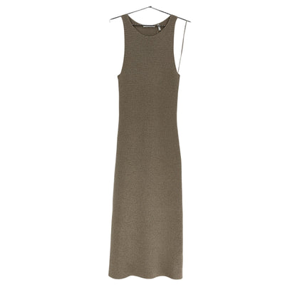 Helmut Lang Textured Tan Ribbon Midi Dress Size M