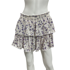 Loveshackfancy Floral Dusty Lavender Ruffle Mini Skirt Size M