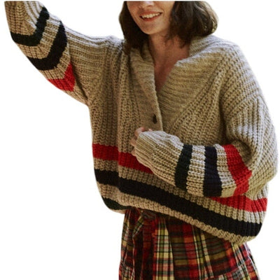 Thisisthegreat Cozy Oatmeal Striped Henley Sweater Size 1