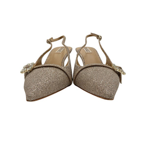 Badgley Mischka Glittered Beige Annmarie Slingback Pumps Size 11