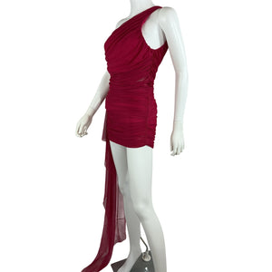 The Sei Draped Peony One-Shoulder Ruched Mini Dress Size S NWT