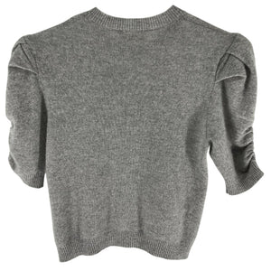 Frame Ruched Gray Crewneck Sweater Size S