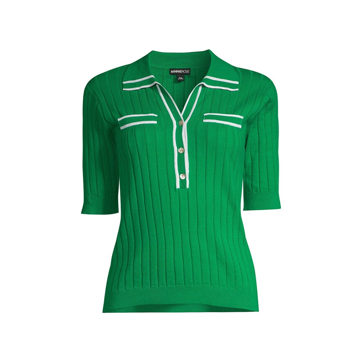 Minnie Rose Ribbed Green Cotton Polo - Size M