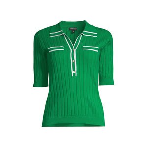 Minnie Rose Ribbed Green Cotton Polo - Size M