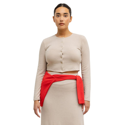 Leset Cropped Sable Lauren Cardigan Size XS
