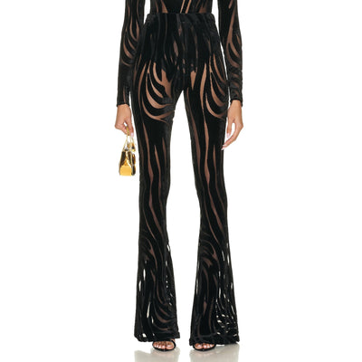 Versace Velvet Black Wide Leg Pants Size 38 IT / US 2