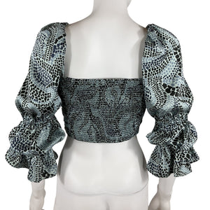 Cinq à Sept Ruffled Rain Cloud Multi Alisha Blouse Size S