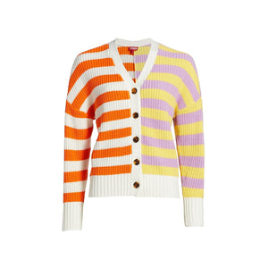 Staud 'Essex' Orange Colorblock Striped Cardigan Size XS