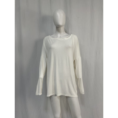 Hatch The Perfect White Viscose Long Sleeve Tee Size 4