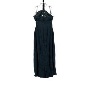 Self-Portrait Elegant Dark Teal Cutout Ruched Halterneck Maxi Size UK 14/ US 10 Dress