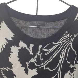 Rag & Bone Printed Black And White Floral Dress Size M