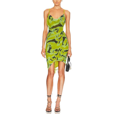 Simkhai Ruched Green Trixie Dress Size XS