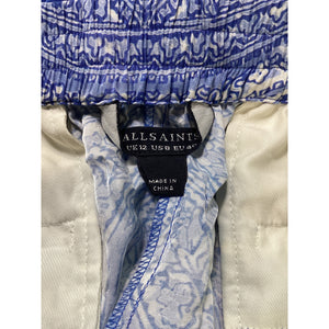 Allsaints Printed Blue And White Aleida Rafaela Shorts Size 8