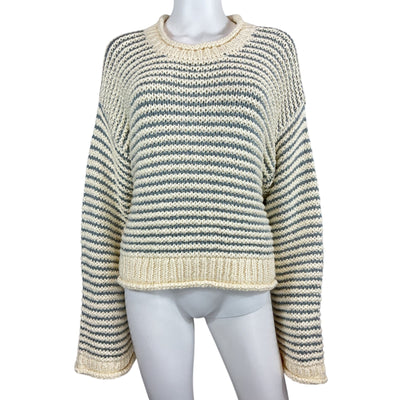 Mother Striped Multicolor Bell Sleeve Roll Sweater Size S
