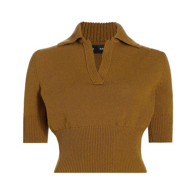 Proenza Schouler Cotton Blend Knit Ochre Reeve Polo Top Size X-Small