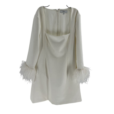 Likely Feather Trim Cream Cher Mini Dress Size 10