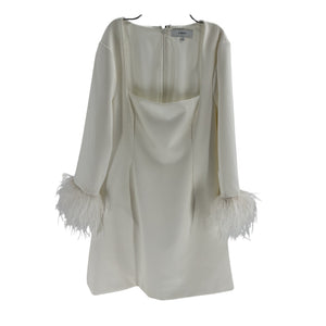 Likely Feather Trim Cream Cher Mini Dress Size 10