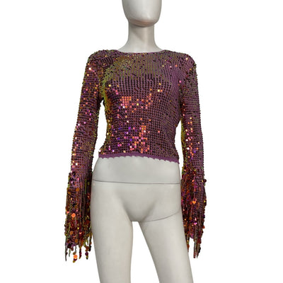 Retrofête Sequined Purple Miriam Top Blouse Size XS / S