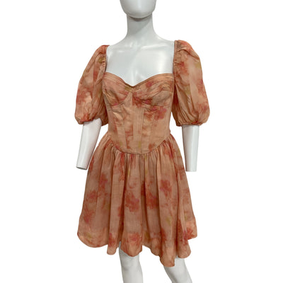 Bardot Corset Mini Orange Floral Kiah Dress Size 10 NWT