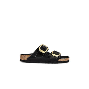 Birkenstock 'Arizona' Black Leather High Shine Big Buckle Sandal Size 10 Womens