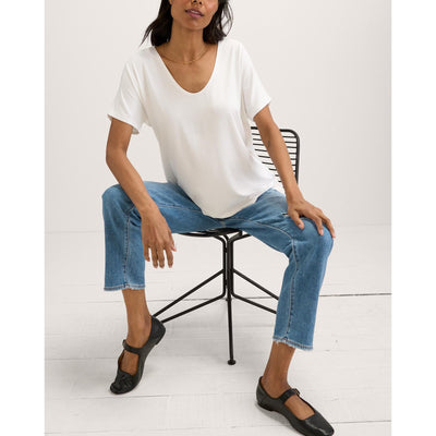 Hatch 'The Perfect Vee' White V Neck Short Sleeve Maternity Top Size 0