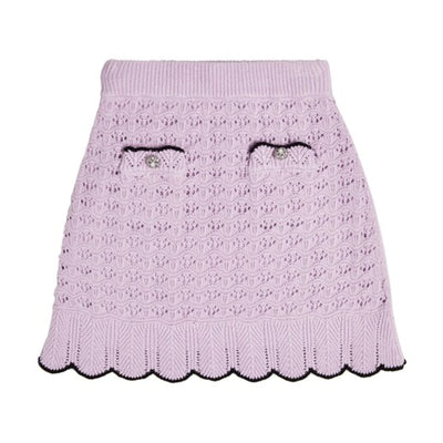 Self-Portrait Crochet Lilac Scallop Hem Skirt Size 8