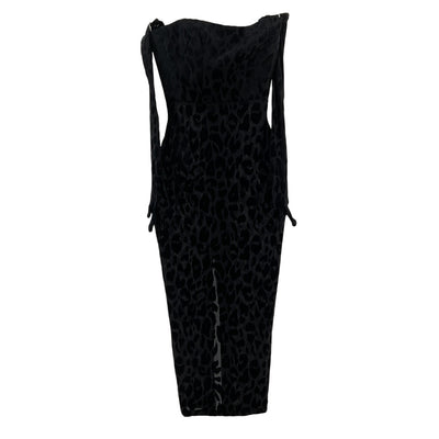 Alex Perry Flocked Black Colton Dress Size US 0 / UK 4