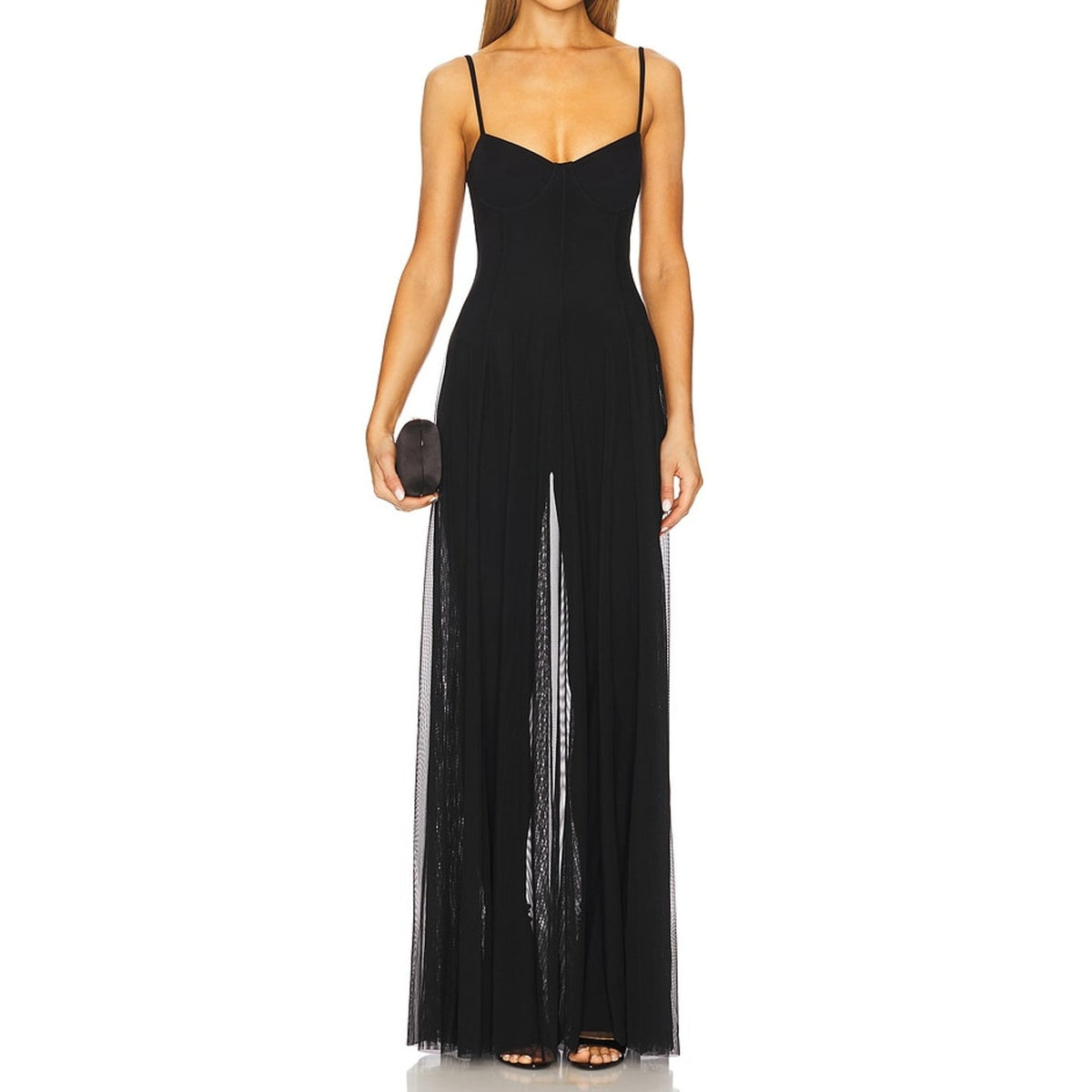 Norma Kamali Sleek Black Underwire Catsuit Gown Size XS