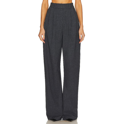L'Academie Tailored Blue High Waist Plaid Trousers Size XS