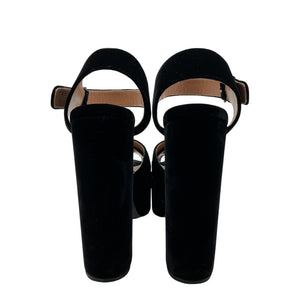 LoveShackFancy Velvet Black Platform Ankle Strap Sandals Size 8