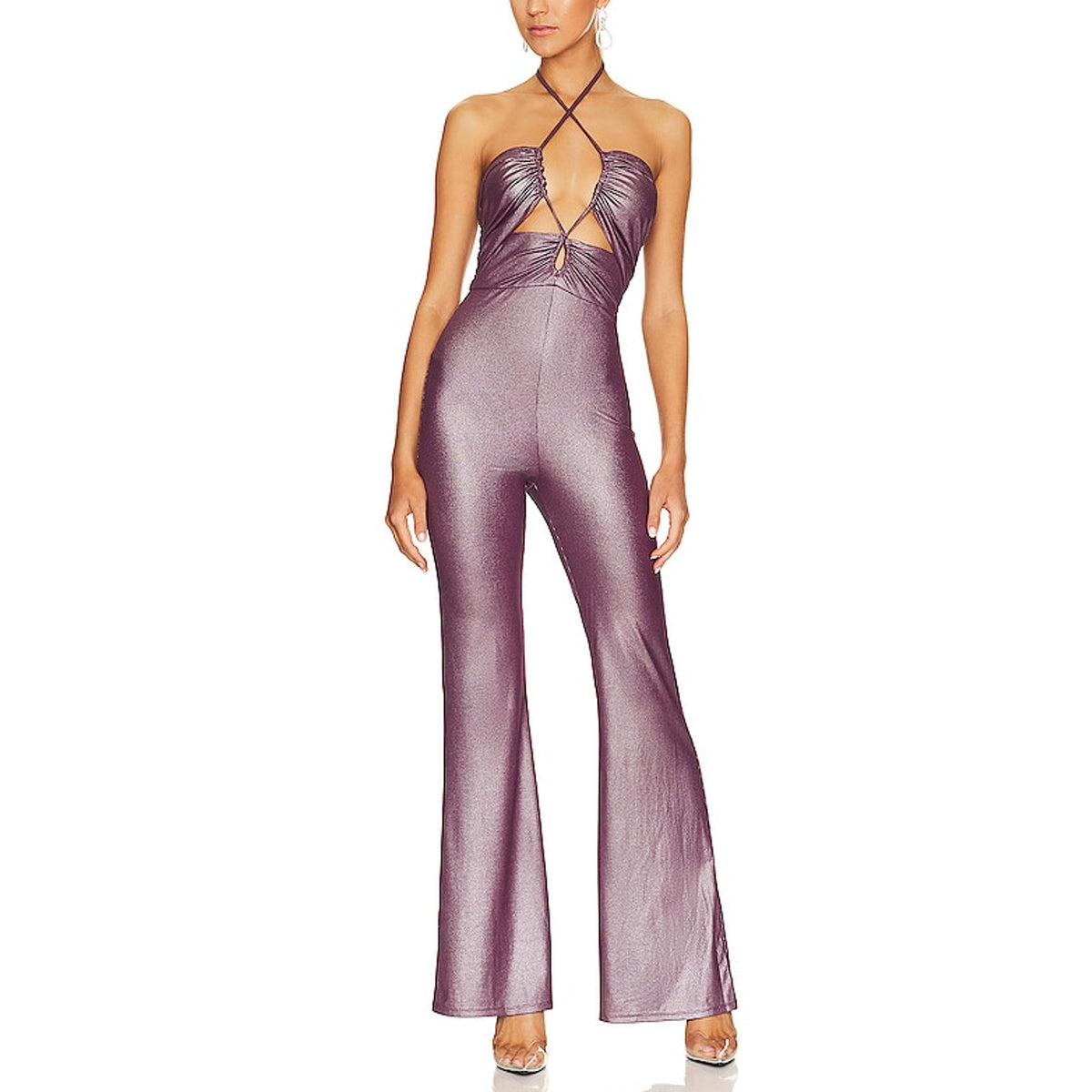House Of Harlow 1960 x Revolve 'Lorenza' Halterneck Purple Jumpsuit / Rompoer Size M
