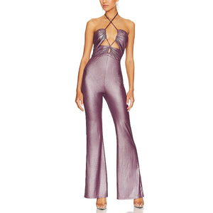 House Of Harlow 1960 x Revolve 'Lorenza' Halterneck Purple Jumpsuit / Rompoer Size M