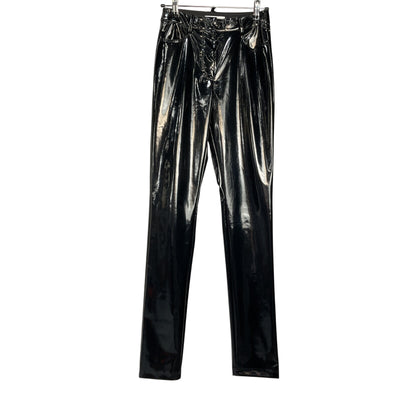 Tibi Glossy Black Tech Patent Skinny Pants Size 0 NWT