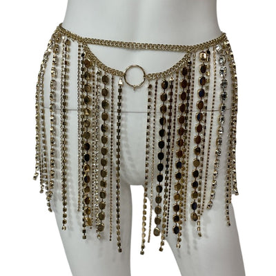 Camila Coelho Embellished Gold Penny Skirt Bottom Size XS NWT