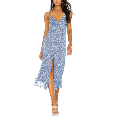 Majorelle Floral Blue Quincy Midi Dress Size XXS