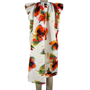 Alexander Mcqueen Gathered White Orchid Print Faille Mini Dress Size IT 40 / US 4 NWT