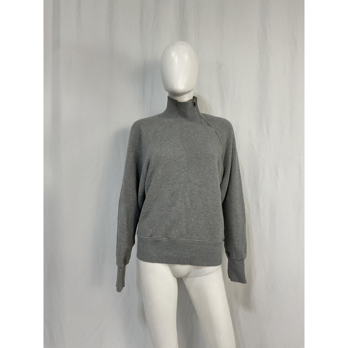 Marissa Webb So Uptight Tan Cotton French Terry Funnel Neck Zip Sweatshirt Size XS