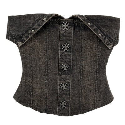 Miaou Denim Ochre Scarlett Bustier Size XXS