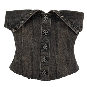 Miaou Denim Ochre Scarlett Bustier Size XXS