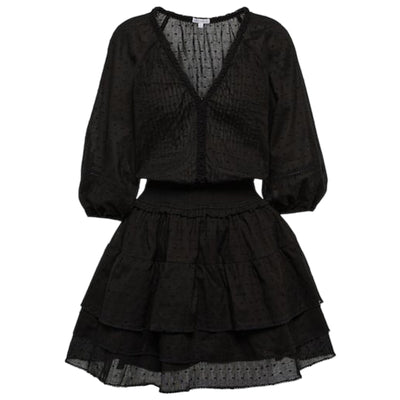 Poupette St Barth Smocked Black Ariel Minidress Size S