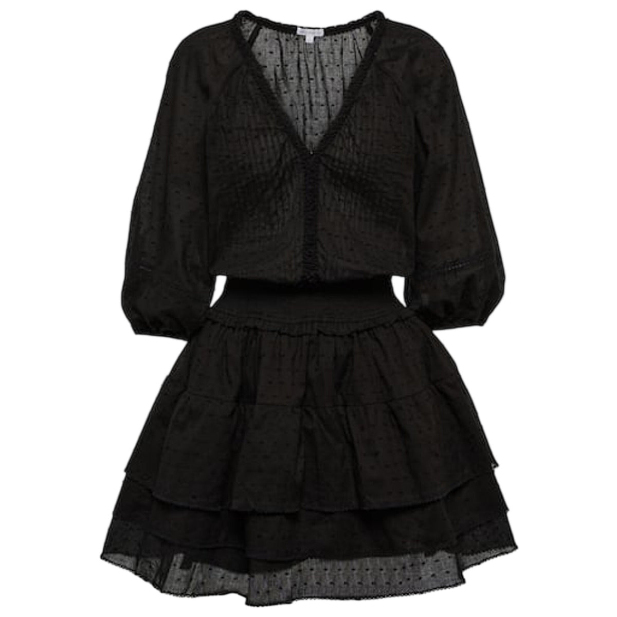 Poupette St Barth Smocked Black Ariel Minidress Size S