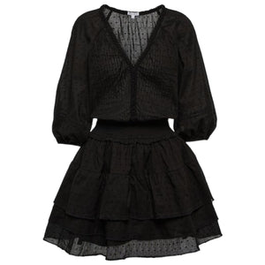 Poupette St Barth Smocked Black Ariel Minidress Size S