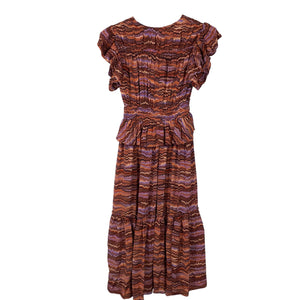 Ulla Johnson Smocked Purple Sapphire Bendetta Size 00 Silk Dress