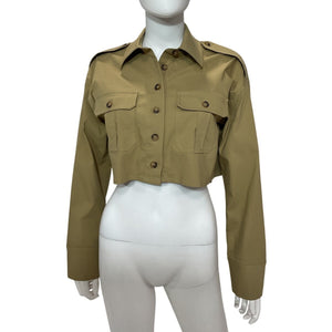 L'Academie Cropped Camel Brown Selia Shirt Size XS NWT