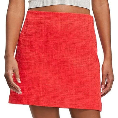 Theory Textured Red Tonal Tweed Miniskirt Size 00